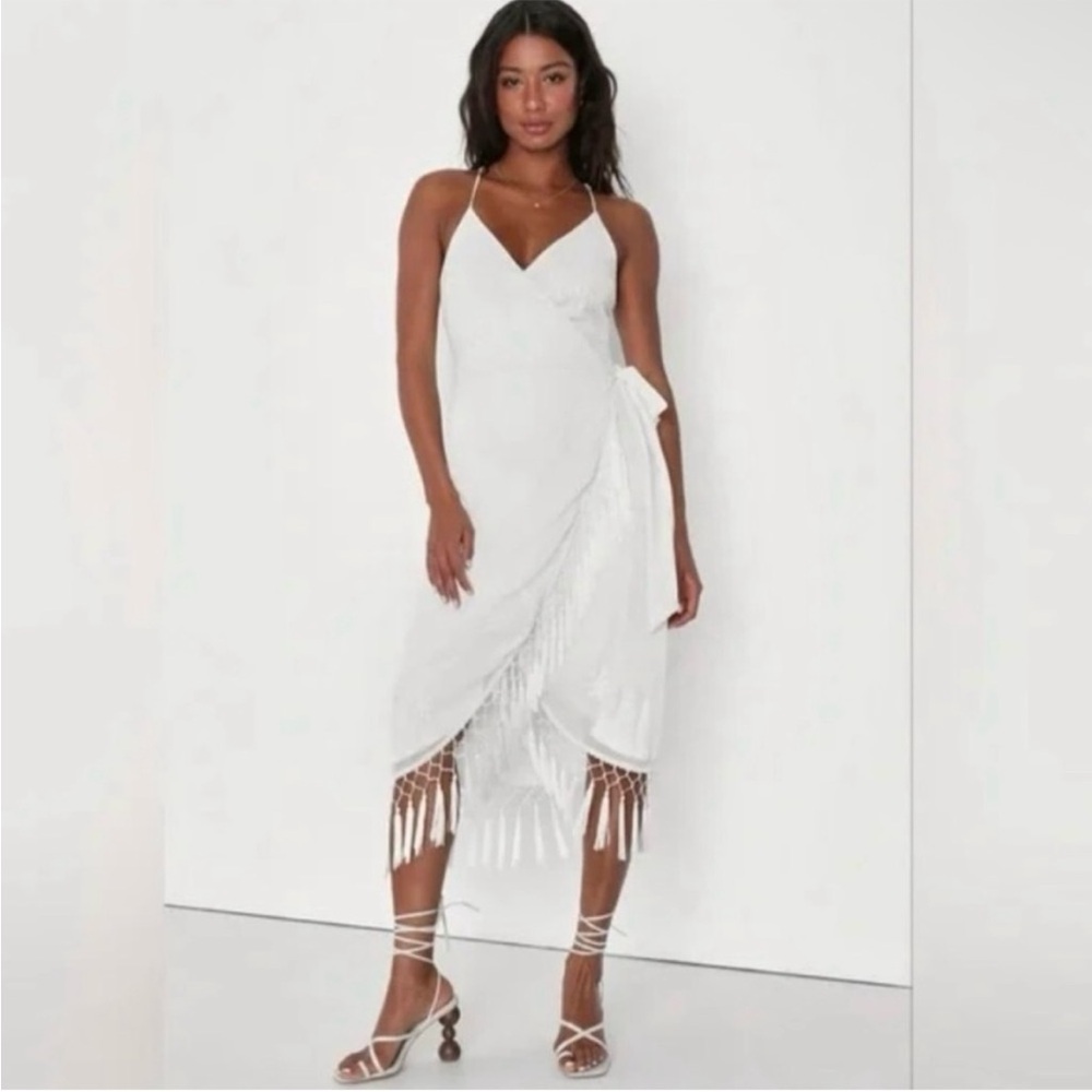 Lulu's White Asymmetrical Wrap Dress